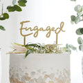 Gold Engaged Acrylic Cake Topper | Engagement Cake Topper Gold Engaged Acrylic Cake Topper