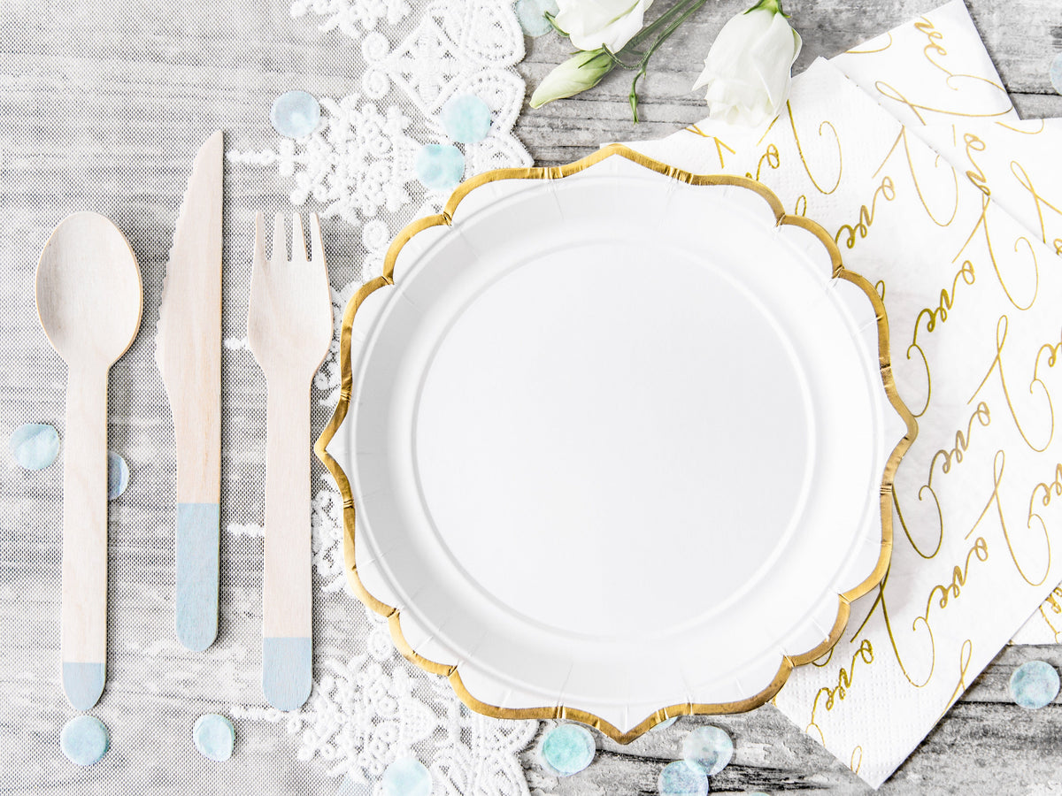 Gold Foiled Paper Plates x 6 - Gold Party Supplies party plates Gold Foiled Paper Plates x 6