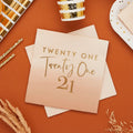 Gold Foiled Twenty One Paper Napkins x 16 - 21st Birthday Party Paper Napkins Gold Foiled Twenty One 21st Party Napkins x 16