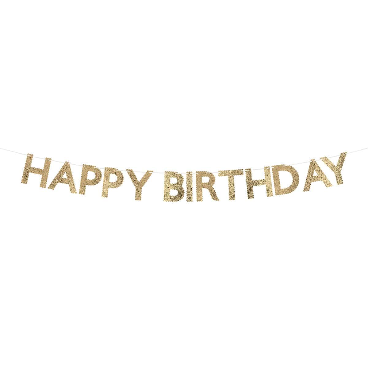 Gold Glitter Fabric Happy Birthday Party Garland Bunting Gold Glitter Fabric Happy Birthday Party Garland