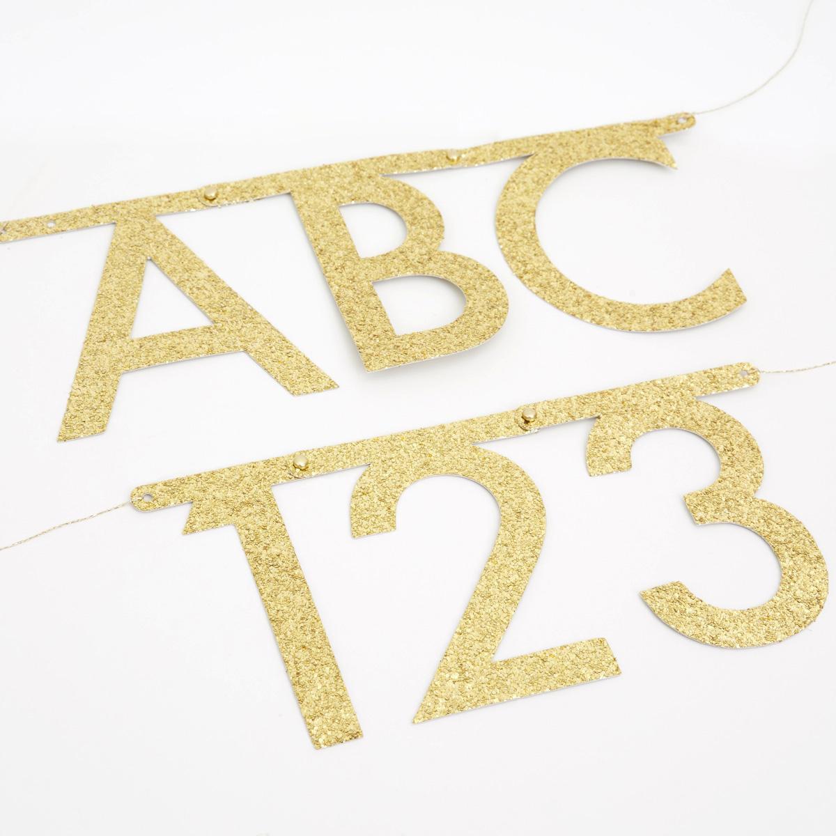 Gold Glitter Letter Party Garland Set | Meri Meri Bunting Gold Glitter Letter Party Garland Set