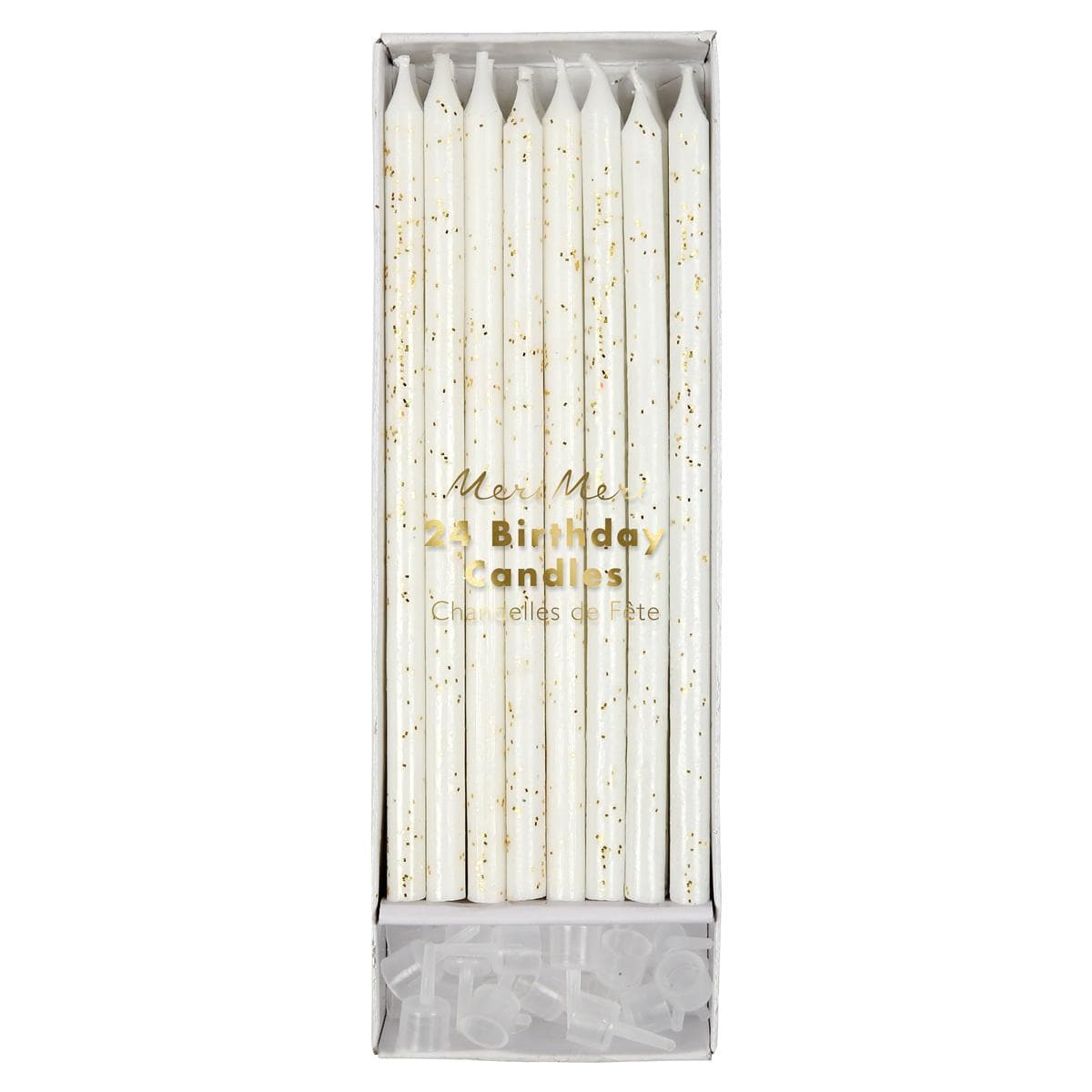 Gold Glitter Party Candles x 24 | Meri Meri Birthday Candles Gold Glitter Party Candles x 24