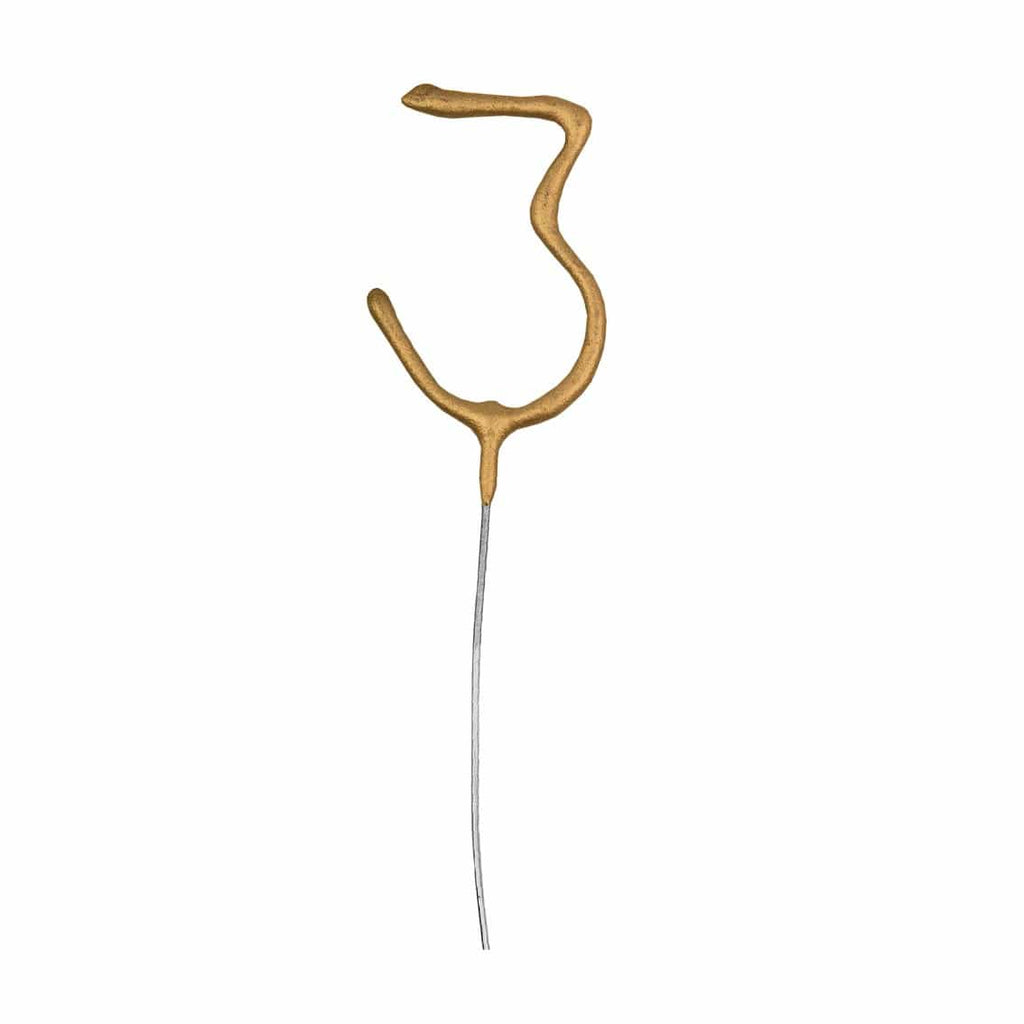 Gold Number 3 Cake Sparkler - 3rd Birthday cake sparkler Birthday Candles Gold Number 3 Cake Sparkler