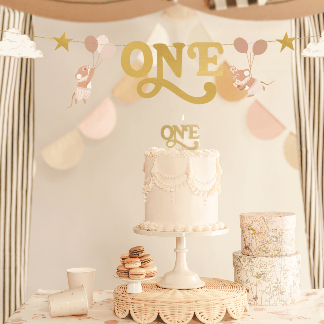 Gold One Candle - 1st Birthday Cake Candle Birthday Candles Gold One Candle