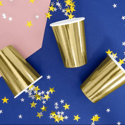 Gold Party Cups x 6 - Gold Party Supplies party cups Gold Party Cups x 6
