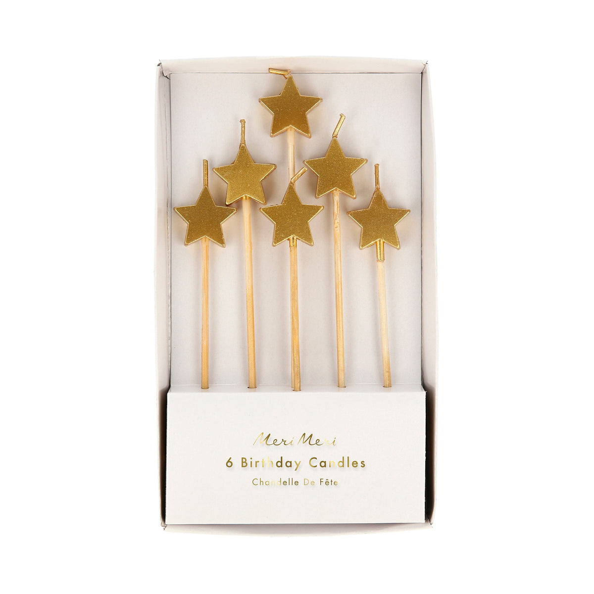 Gold Star Christmas Cake Candles x 6 | Meri Meri Christmas Cake Birthday Candles Gold Star Christmas Cake Candles x 6