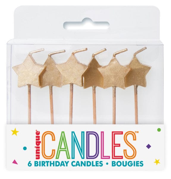 Gold Stars Birthday candles x 6 Birthday Candles Gold Stars Birthday candles x 6