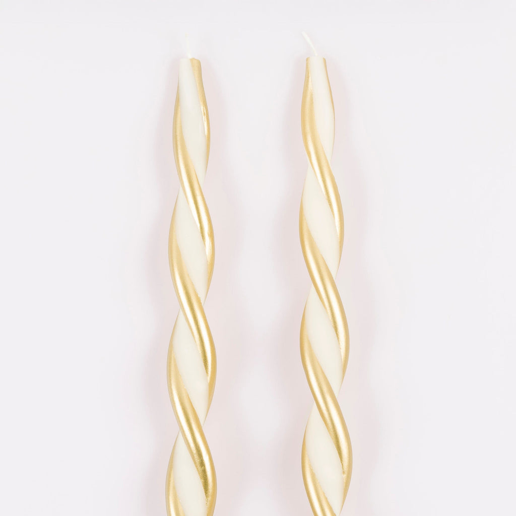 Gold Stripe Twist Christmas Candles x 2 | Meri Meri Christmas Candles Candle Gold Stripe Twist Christmas Candles x 2