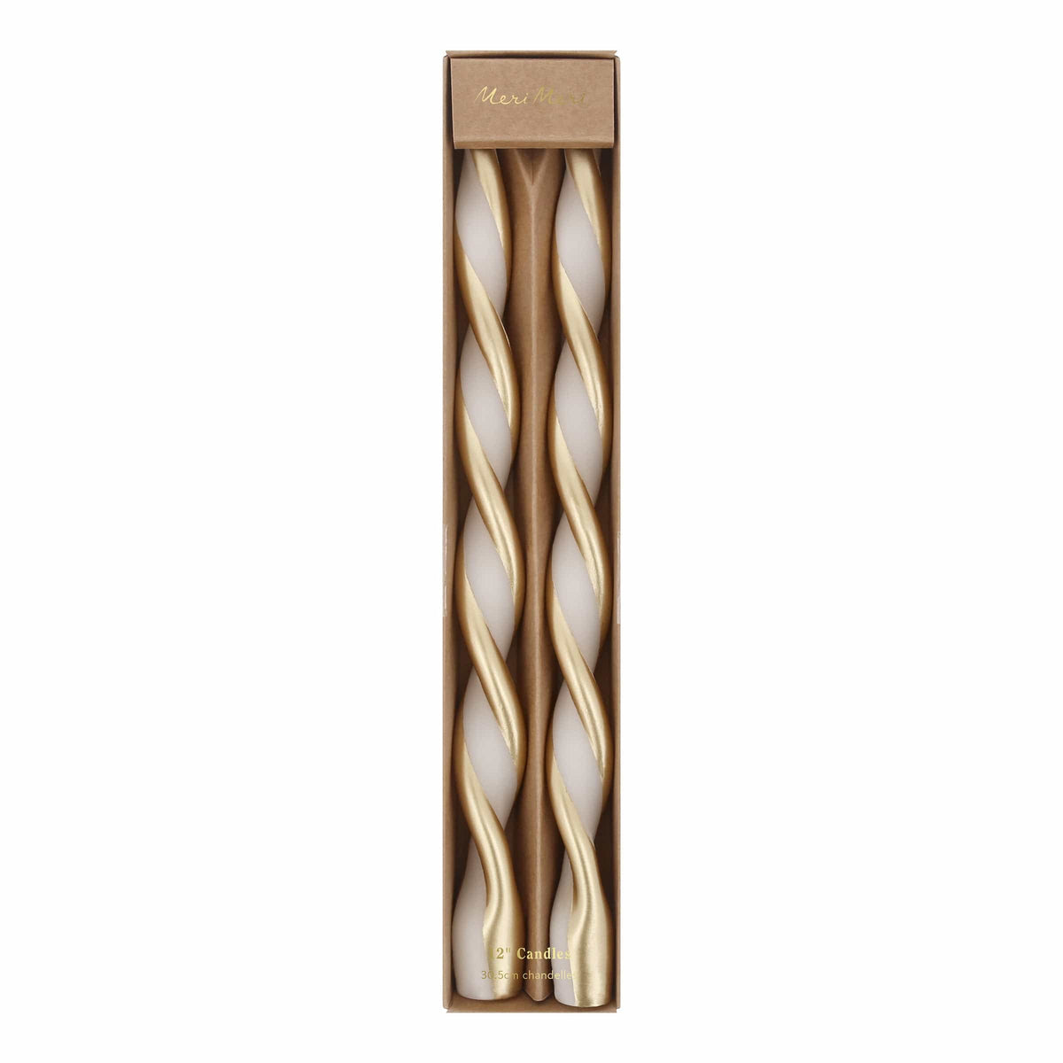 Gold Stripe Twist Christmas Candles x 2 | Meri Meri Christmas Candles Candle Gold Stripe Twist Christmas Candles x 2