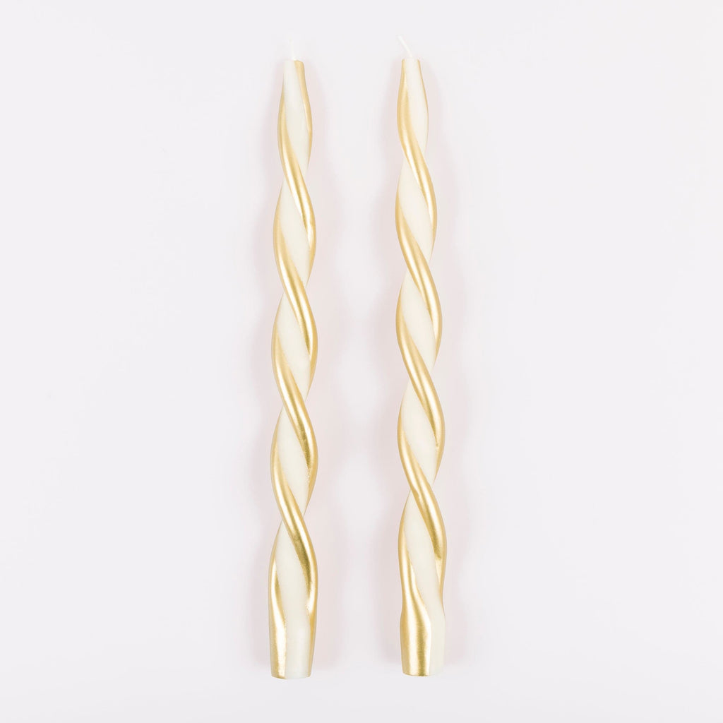 Gold Stripe Twist Christmas Candles x 2 | Meri Meri Christmas Candles Candle Gold Stripe Twist Christmas Candles x 2