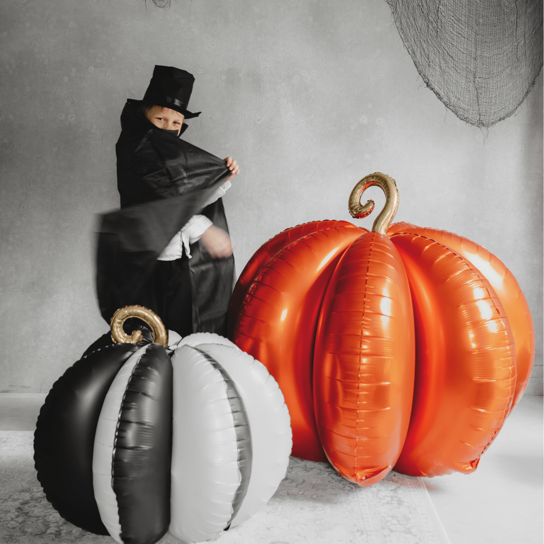 Halloween Balloons - 3D Orange & Gold Pumpkin Standing Foil Balloon (36 inch) Balloons 3D Orange & Gold Pumpkin Standing Foil Balloon (36 inch)