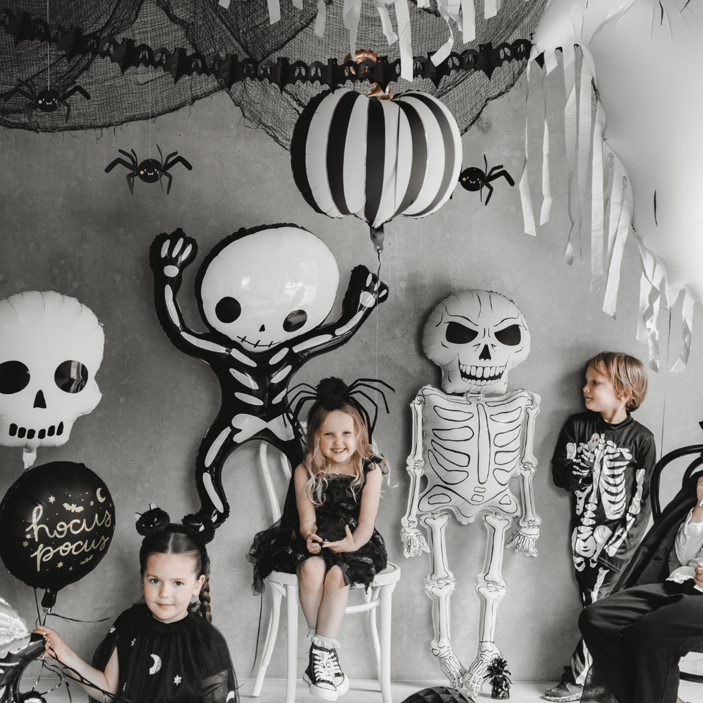 Halloween Balloons - Black & White Striped Pumpkin Foil Balloon (16 inch) Balloons Black & White Striped Pumpkin Foil Balloon (16 inch)