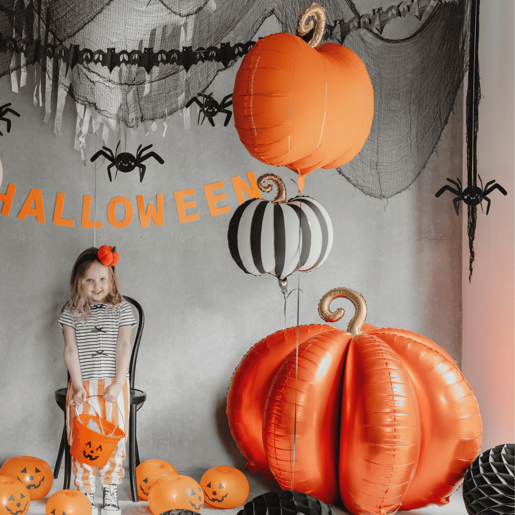 Halloween Balloons - Orange & Gold Pumpkin Foil Balloon (25 inch) Balloons Orange & Gold Pumpkin Foil Balloon (25 inch)