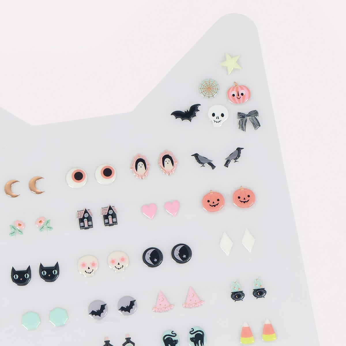 Halloween Icons Stick On Party Earrings x 124 | Meri Meri Party Accessories Halloween Icons Stick On Party Earrings x 124