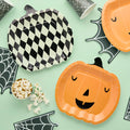 Halloween Pumpkin Shaped Party Plates x 8 Disposable Plates Halloween Pumpkin Shaped Party Plates x 8
