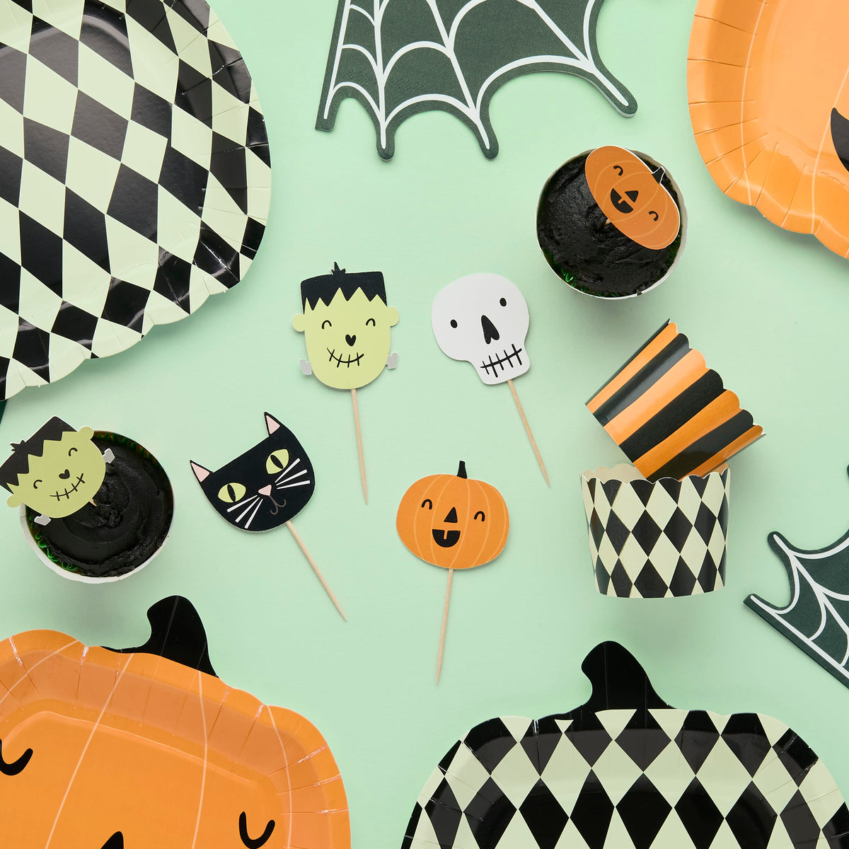 Halloween Spooky Friends Food Cups & Picks Set x 12 Party Tableware Halloween Spooky Friends Food Cups & Picks Set x 12
