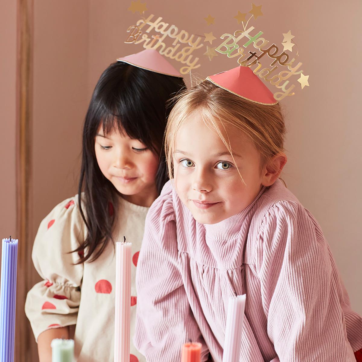 Happy Birthday & Foil Star Party Hats x 6 | Meri Meri Party Hats Happy Birthday & Foil Star Party Hats x 6