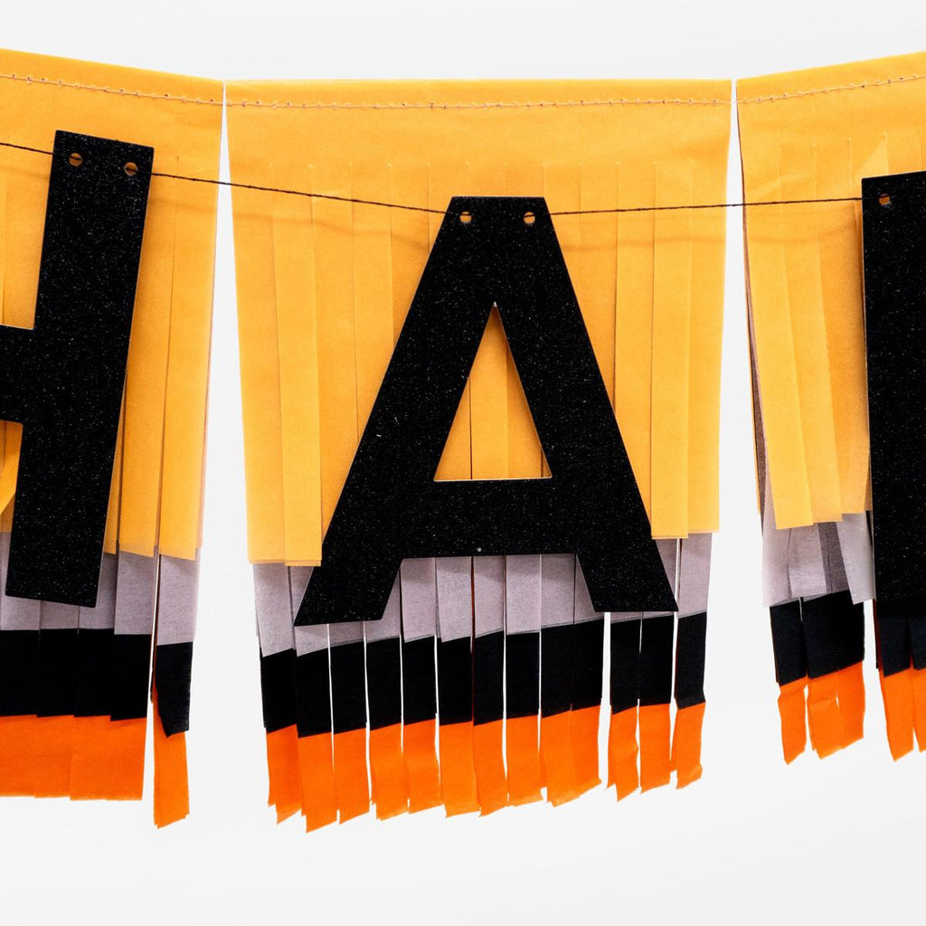 Happy Halloween Fringe Party Garland Set | Meri Meri Halloween Decorations Bunting Happy Halloween Fringe Party Garland Set