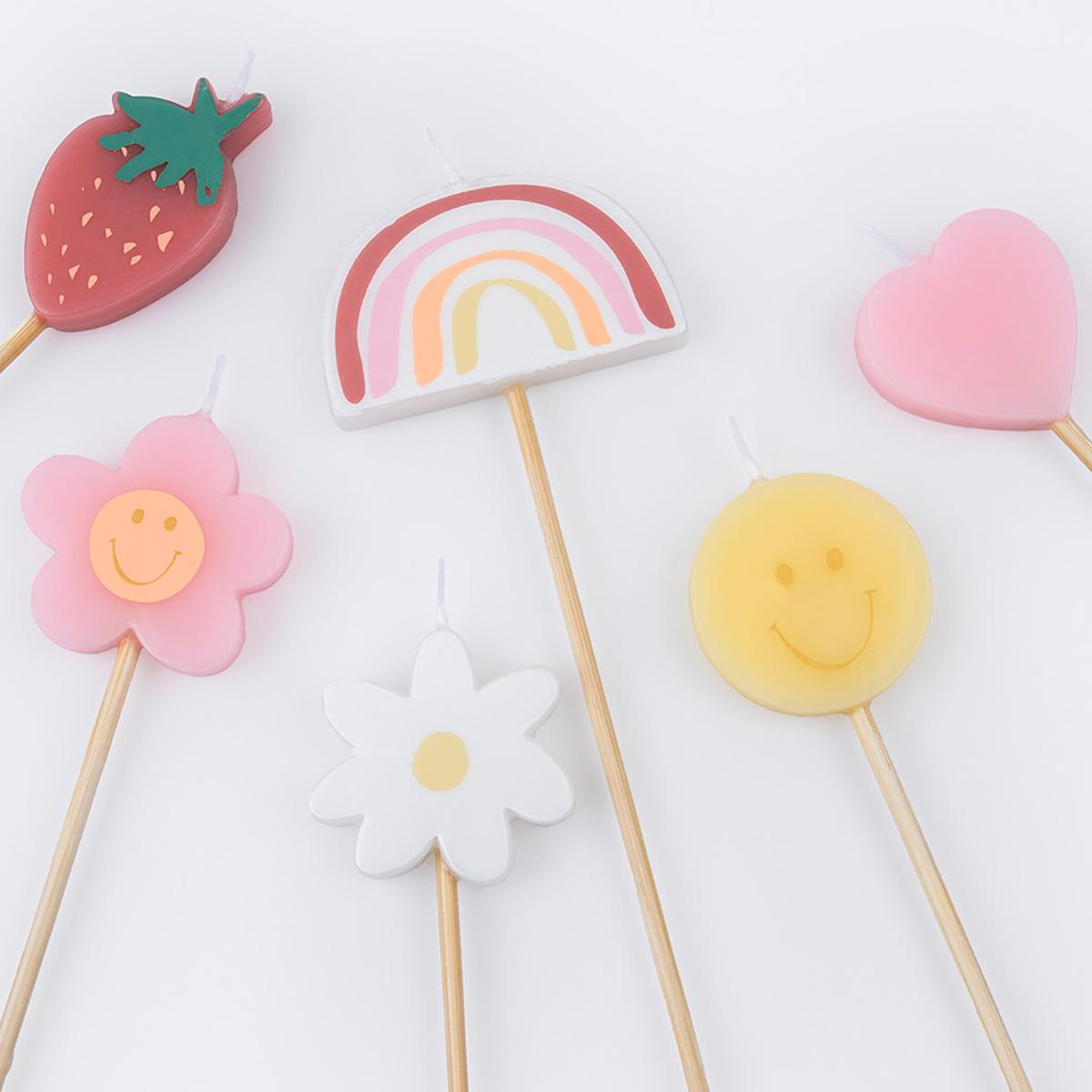 Happy Icons Party Candles x 6 | Meri Meri Birthday Candles Happy Icons Party Candles x 6