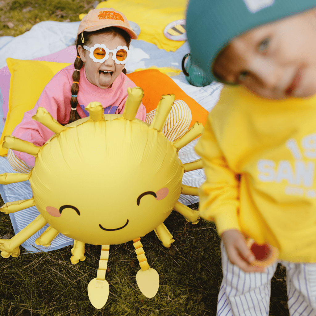 Happy Sunshine Small Party Plates x 6 - Sunshine Party Supplies Balloons Sun Foil Balloon