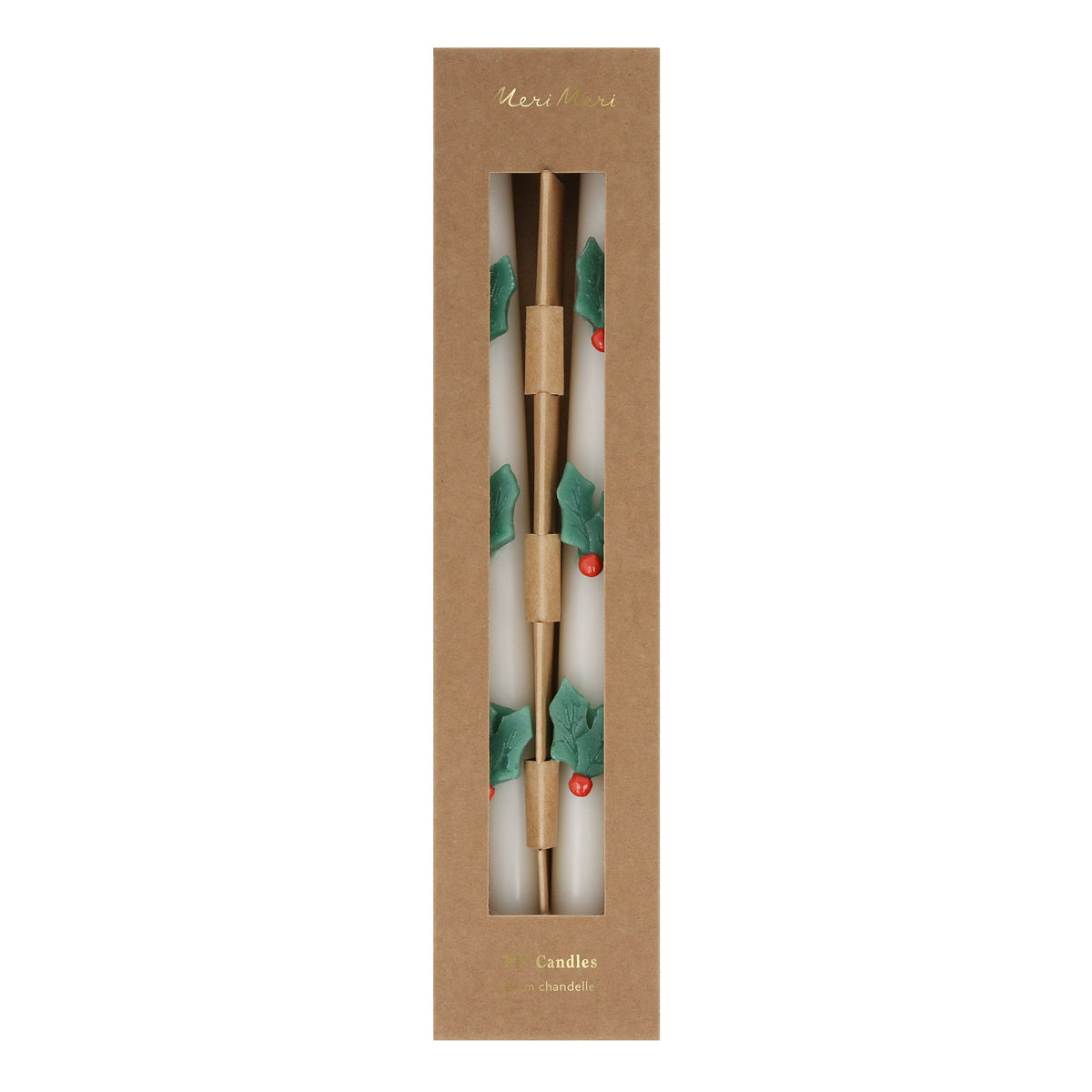 Holly Christmas Table Candles x 2 | Meri Meri Christmas Candles Candle Holly Christmas Table Candles x 2