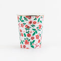 Holly Ditsy Christmas Party Cups x 8 | Meri Meri Christmas Table party cups Holly Ditsy Christmas Party Cups x 8