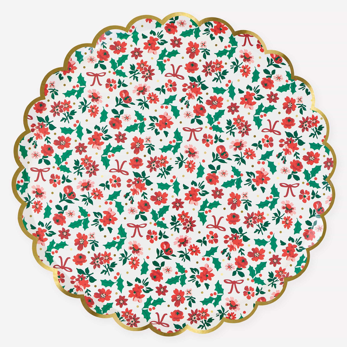 Holly Ditsy Large Christmas Party Plates x 8 | Meri Meri Christmas Table party plates Holly Ditsy Large Christmas Party Plates x 8