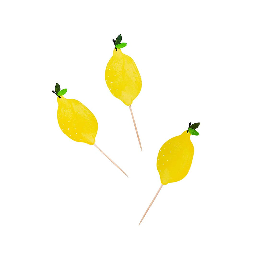 Hootyballoo - Lemon Shaped Food Picks x 12 Cake Topper Lemon Shaped Food Picks x 12