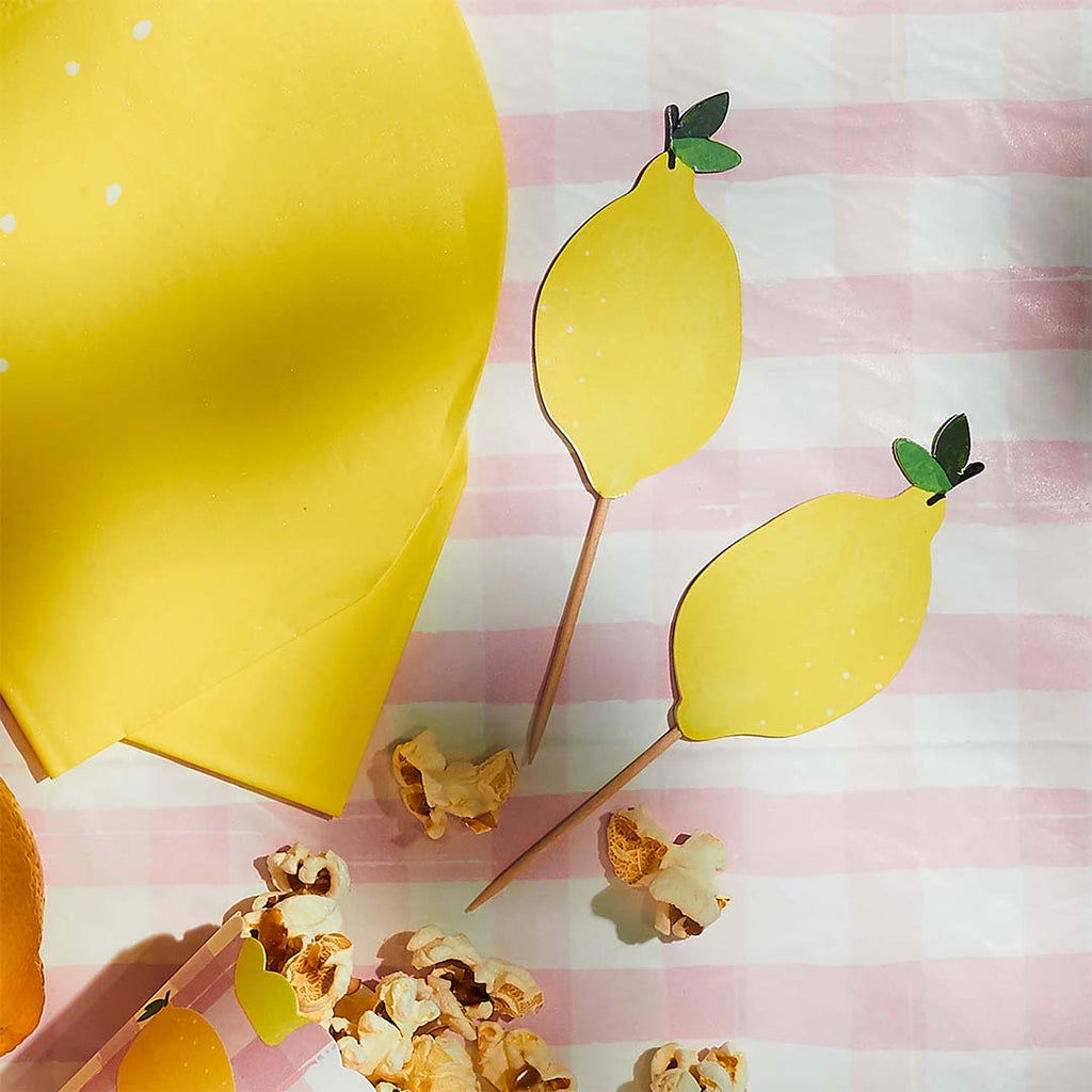 Hootyballoo - Lemon Shaped Food Picks x 12 Cake Topper Lemon Shaped Food Picks x 12