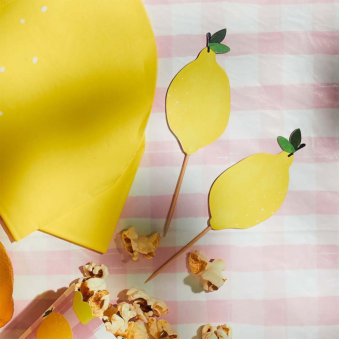 Hootyballoo - Lemon Shaped Food Picks x 12 Cake Topper Lemon Shaped Food Picks x 12