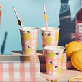Hootyballoo Party Supplies - Lemon & Gingham Picnic Party Cups x 8 party cups Lemon & Gingham Picnic Party Cups - 8 Pack