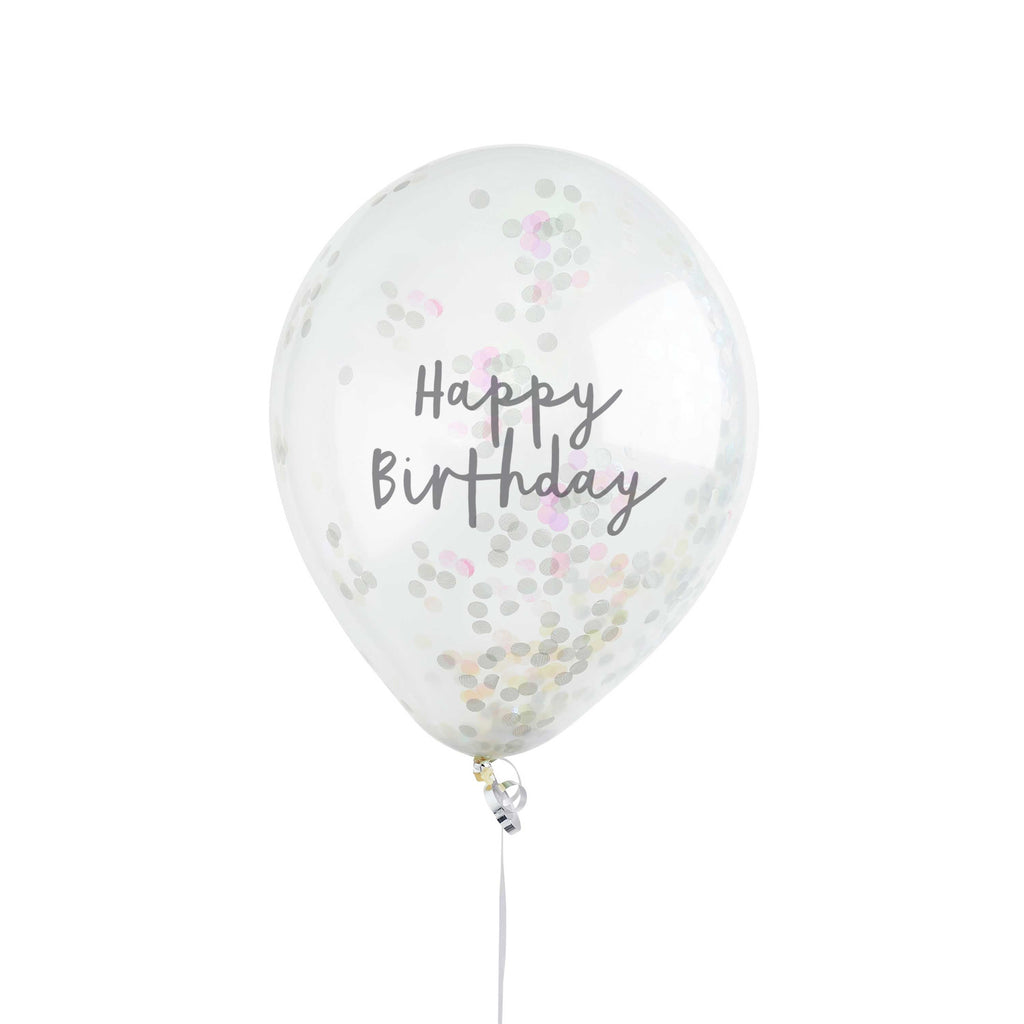 Iridescent Happy Birthday Confetti Balloons x 5 Balloons Iridescent Happy Birthday Confetti Balloons x 5
