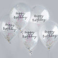 Iridescent Happy Birthday Confetti Balloons x 5 Balloons Iridescent Happy Birthday Confetti Balloons x 5