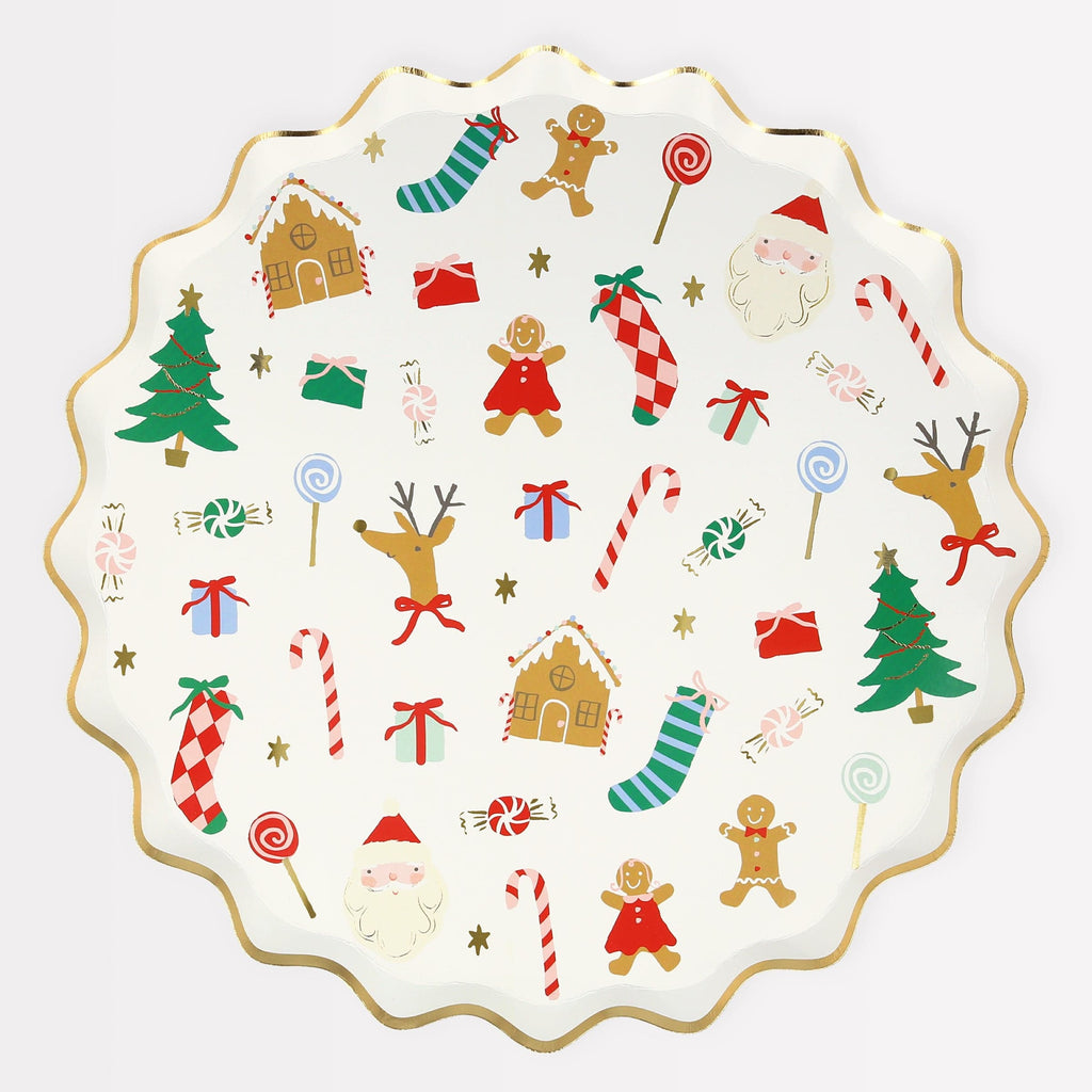 Jolly Christmas Large Party Plates x 8 | Meri Meri Christmas Table party plates Jolly Christmas Large Party Plates x 8