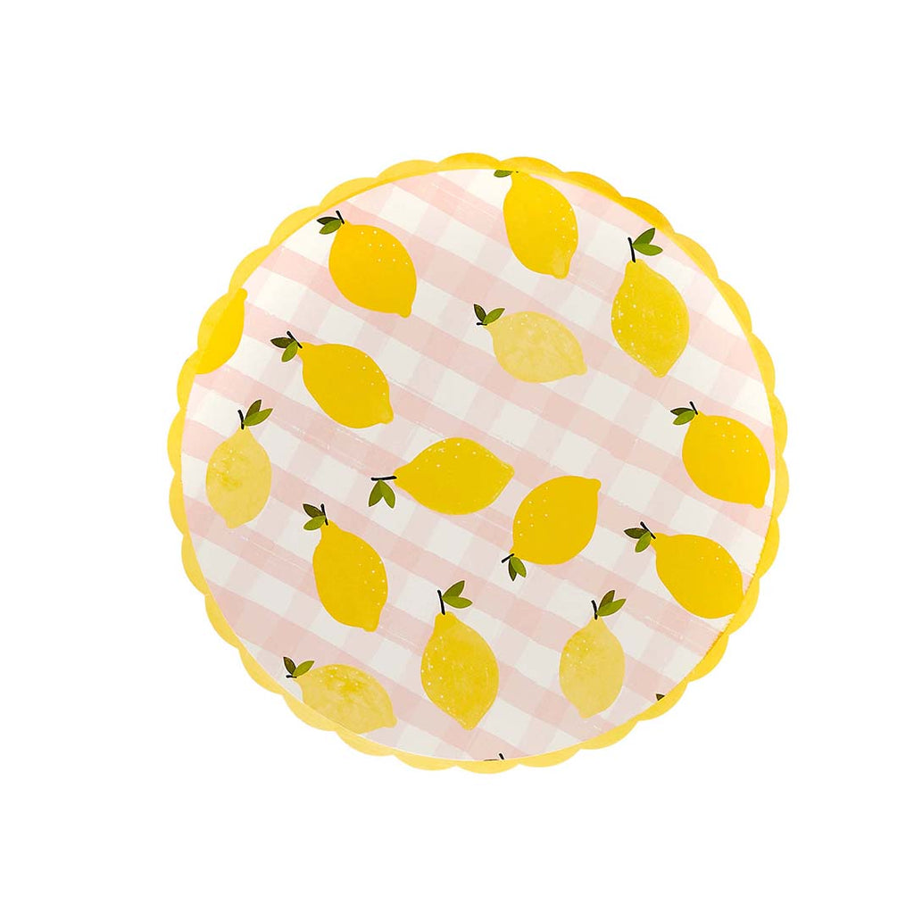 Party Supplies Lemon & Gingham Picnic Paper Plates - 8 Pack