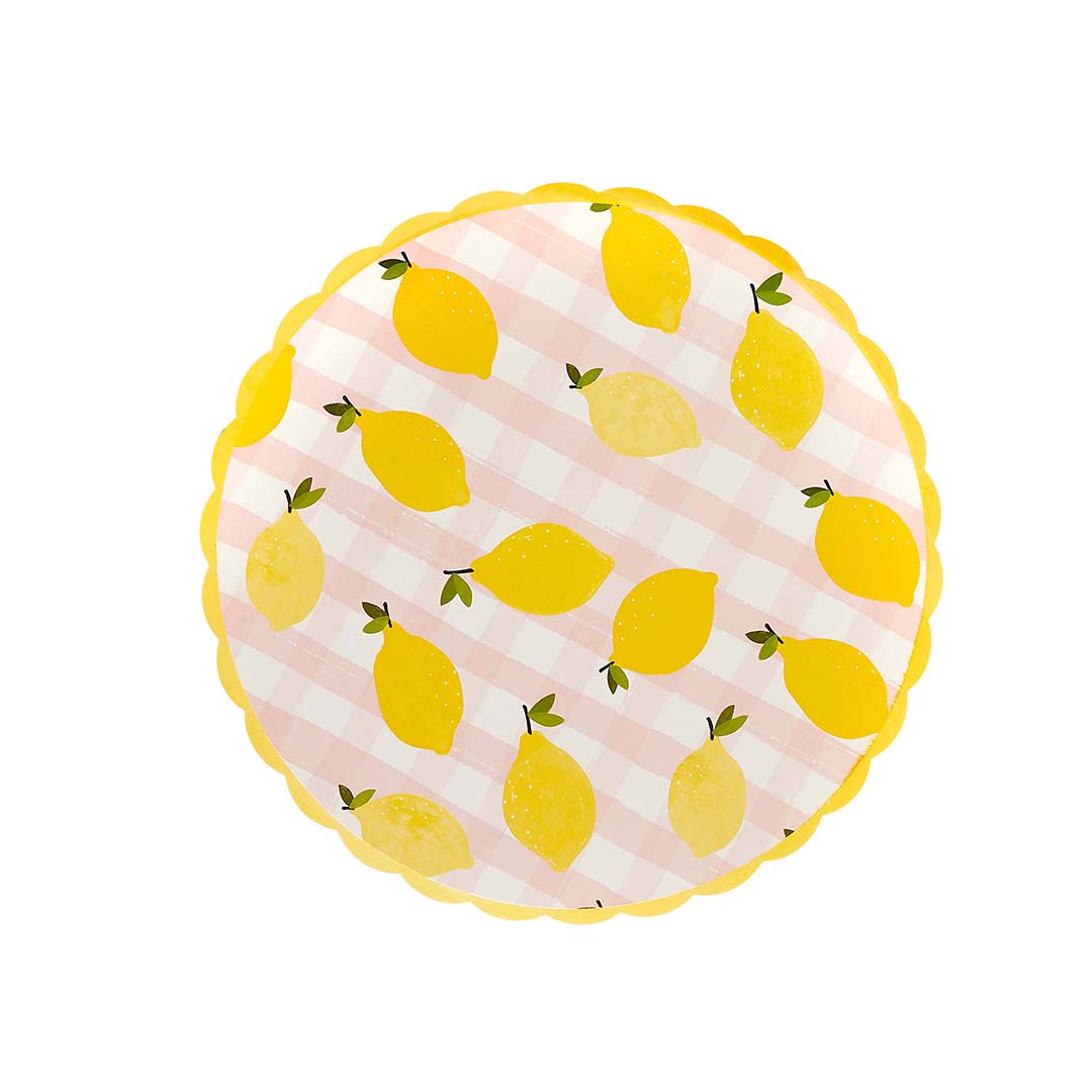 Party Supplies Lemon & Gingham Picnic Paper Plates - 8 Pack