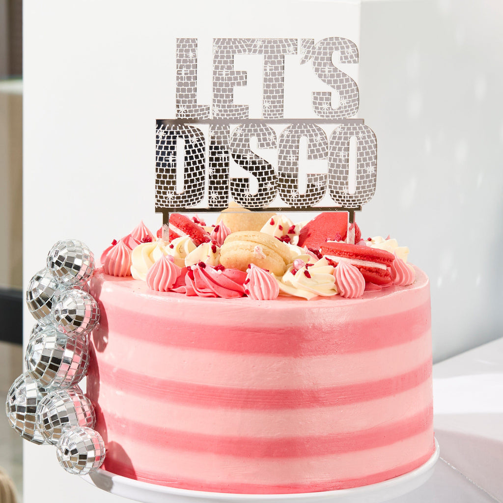 Let's Disco Acrylic Cake Topper - Disco Cake Decorations Cake Topper Let's Disco Acrylic Cake Topper