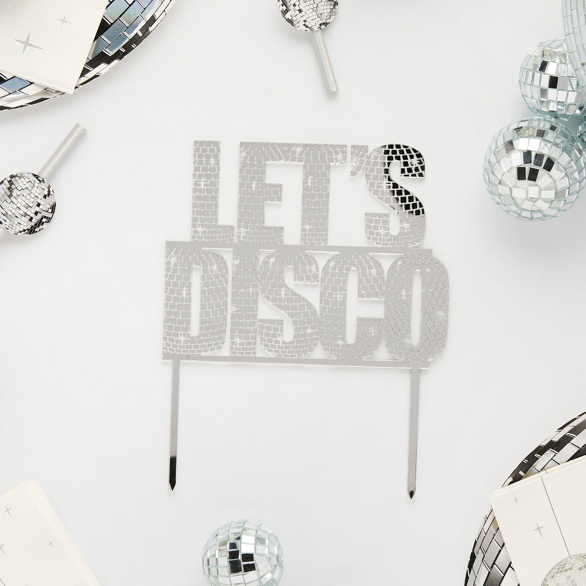 Let's Disco Acrylic Cake Topper - Disco Cake Decorations Cake Topper Let's Disco Acrylic Cake Topper