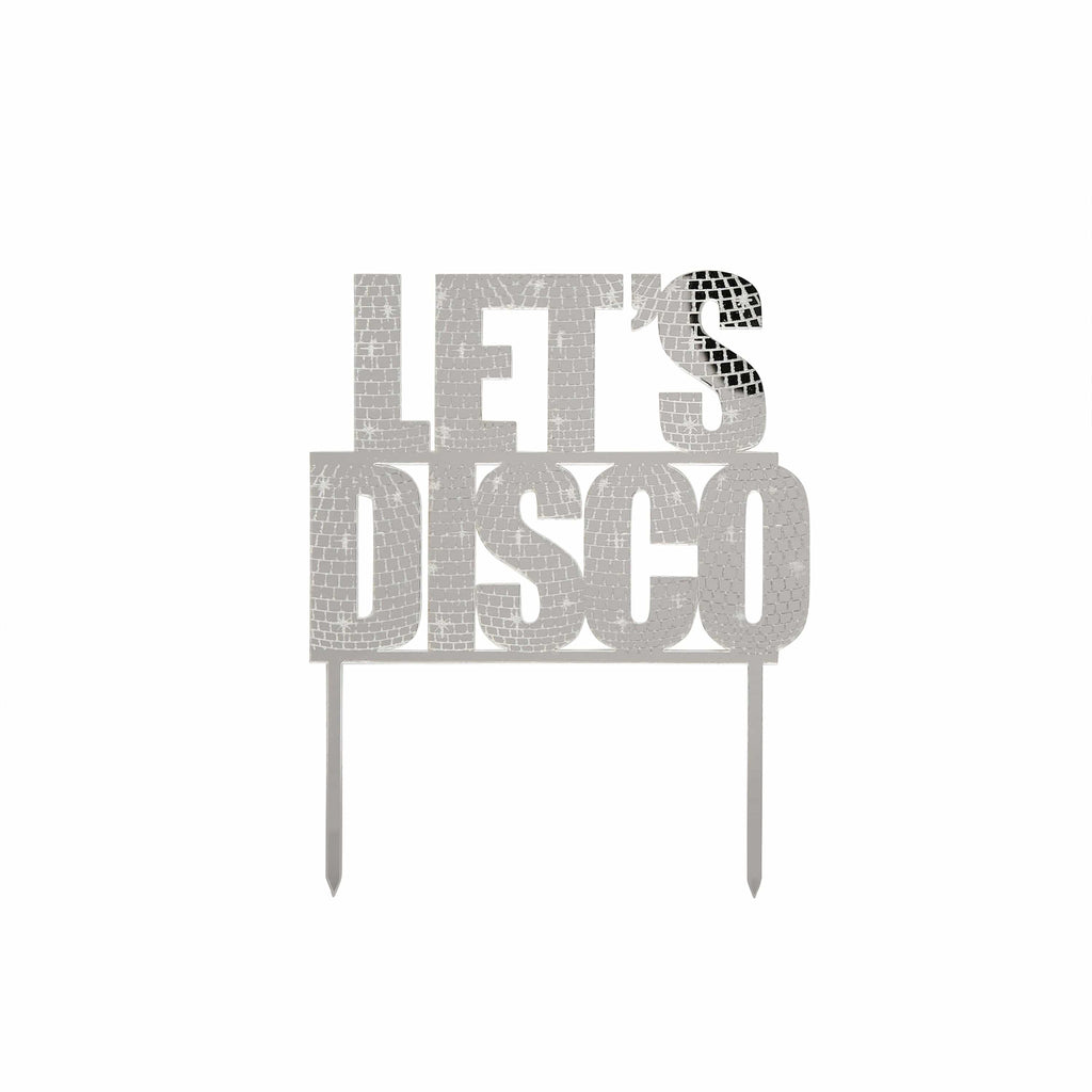 Let's Disco Acrylic Cake Topper - Disco Cake Decorations Cake Topper Let's Disco Acrylic Cake Topper