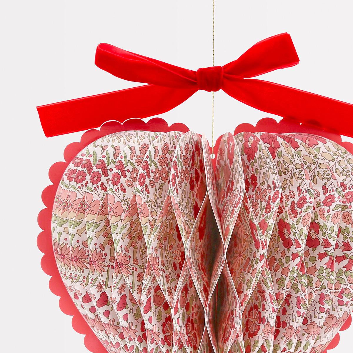 Liberty Honeycomb Heart Decorations x 3 | Meri Meri | Little Big Party Party Decorations Meri Meri x Liberty Honeycomb Heart Decorations x 3