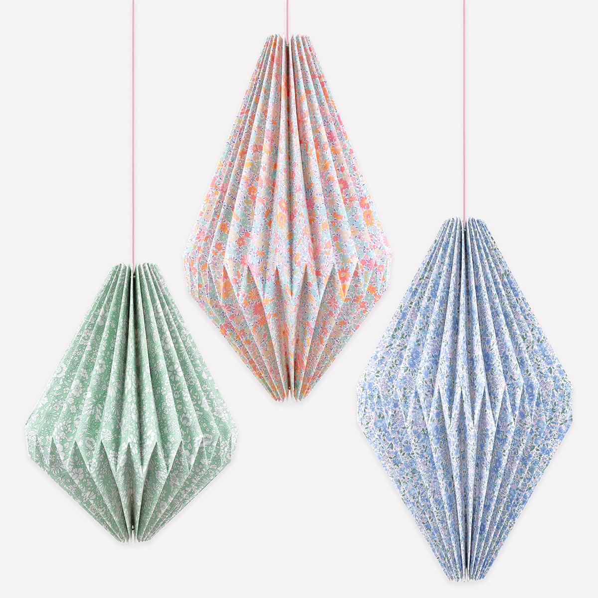 Liberty Origami Lantern Decorations x 3 | Meri Meri | Little Big Party Party Decorations Meri Meri x Liberty Origami Lantern Decorations x 3