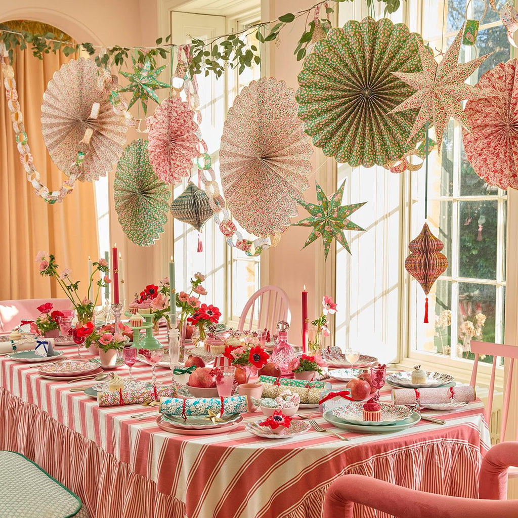 Liberty Red & Green Giant Pinwheels x 3 | Meri Meri | Little Big Party Party Decorations Meri Meri x Liberty Red & Green Giant Pinwheels x 3