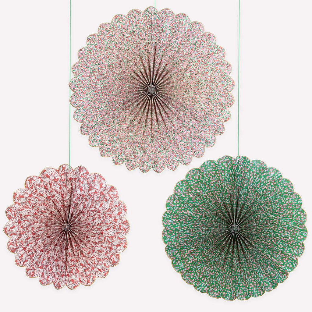 Liberty Red & Green Giant Pinwheels x 3 | Meri Meri | Little Big Party Party Decorations Meri Meri x Liberty Red & Green Giant Pinwheels x 3