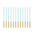 Light Blue Gold Tip Cake Candles x 12 - Birthday Cake Candles Birthday Candles Light Blue Gold Tip Cake Candles x 12