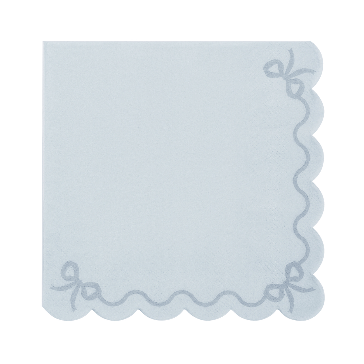 Light Blue Scalloped Bow Party Napkins x 12 - Bow Party Supplies Napkins Light Blue Scalloped Bow Party Napkins x 12