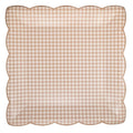 Light Brown Gingham Large Paper Plates x 8 Disposable Plates Light Brown Gingham Large Paper Plates x 8