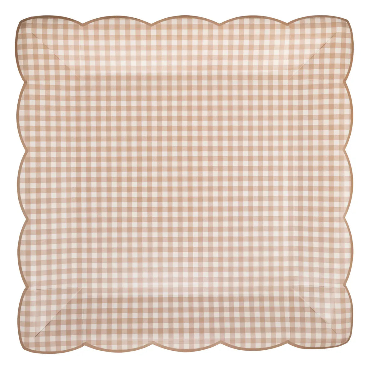 Light Brown Gingham Large Paper Plates x 8 Disposable Plates Light Brown Gingham Large Paper Plates x 8