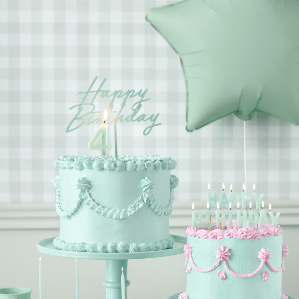 Light Green Happy Birthday Cake Topper Cake Topper Light Green Happy Birthday Cake Topper