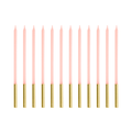 Light Pink Gold Tip Cake Candles x 12 - Birthday Cake Candles Birthday Candles Light Pink Gold Tip Cake Candles x 12