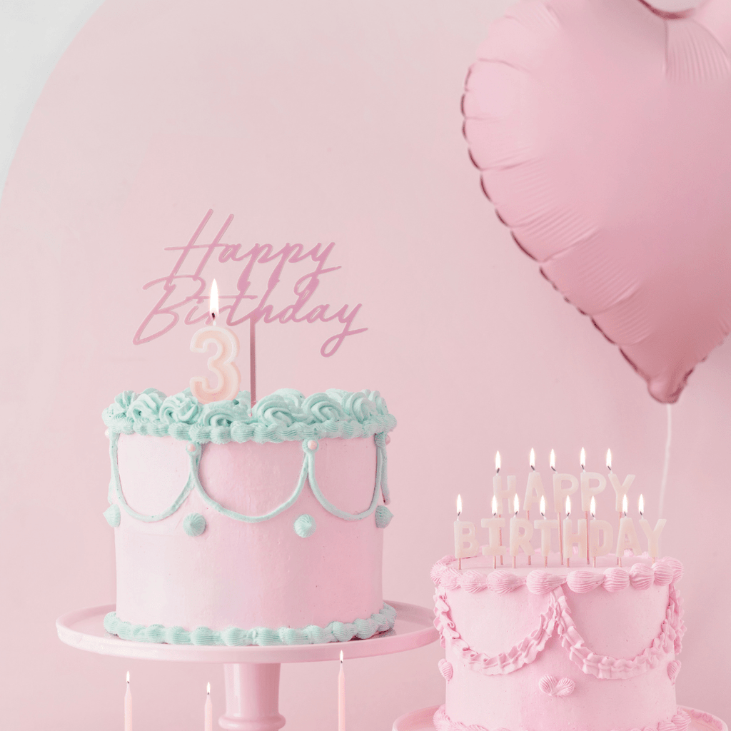 Light Pink Happy Birthday Acrylic Cake Topper Cake Topper Light Pink Happy Birthday Acrylic Cake Topper